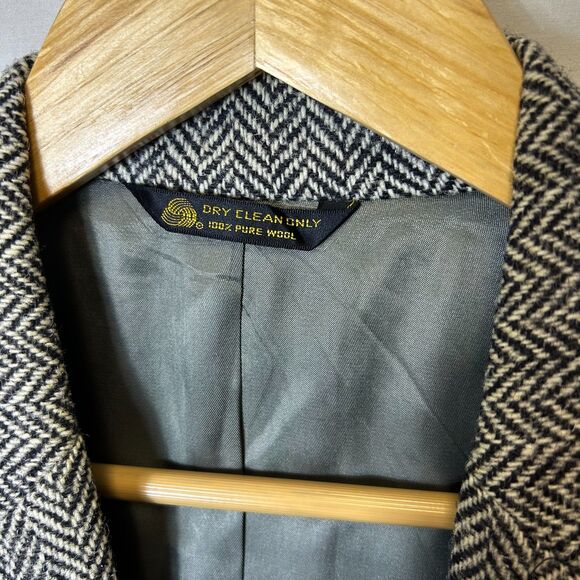 Vintage Marshall & Reed Harris Tweed Black Gray Herringbone Sport Coat Size 42 - Picture 4 of 15
